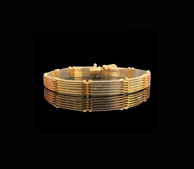 Lot 89 - A Mexican 14ct three colour gold six-bar gate...
