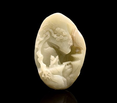 Lot 25 - A Chinese pale celadon jade boulder, 18th/19th...