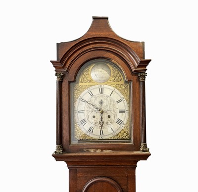 Lot 385 - An 18th century oak eight day longcase clock,...