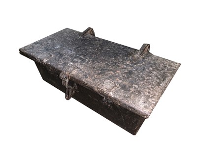 Lot 76 - A painted steel strong box, 19th century, with...