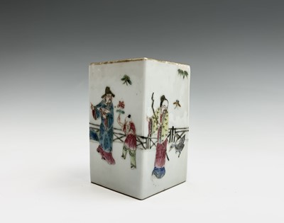 Lot 10 - A Chinese famille rose porcelain square brush...