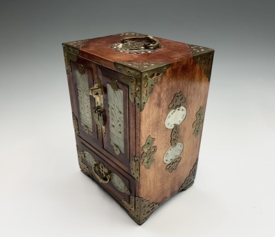 Lot 286 - A Chinese brass mounted hardwood jewellery...