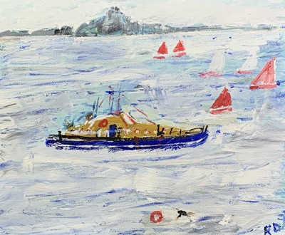 Lot 27 - Roy DAVEY (1946) The Lifeboat Oil on board...