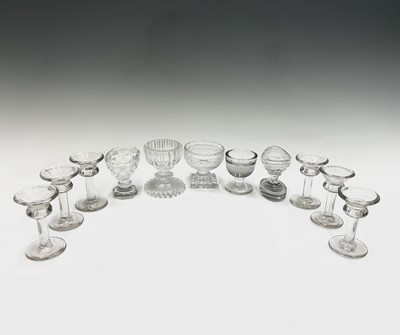 Lot 1002 - Five assorted Georgian glass salts, tallest...