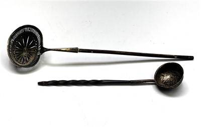 Lot 2170 - A toddy ladle with spiral baleen handle and a...