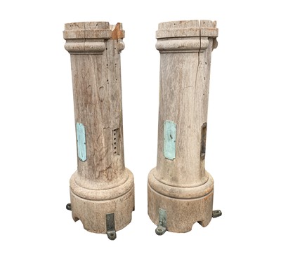 Lot 150 - Two 19th century weathered teak ships binnacle...