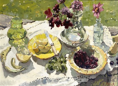 Lot 81 - Lizzie BLACK Blackberries and Apples Oil on...