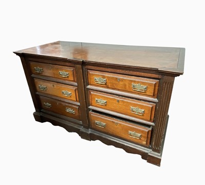 Lot 185 - A 19th century oak low dresser, with six...
