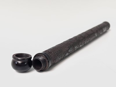 Lot 119 - A Japanese coromandel carved brush holder,...