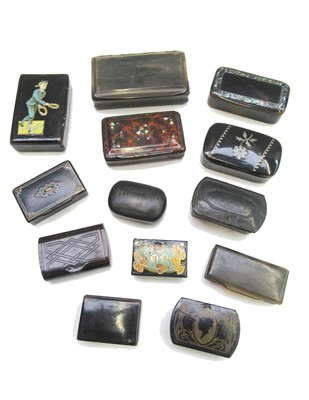Lot 38 - A collection of shell, lacquer and ebonised...