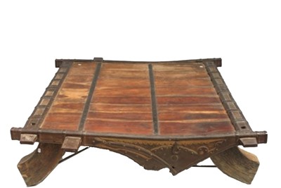 Lot 3305 - An Indian carved hardwood low table, with iron...