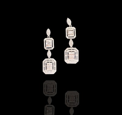 Lot 116 - A pair of elegant and glittering 18ct white...