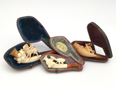 Lot 600G - A Meerschaum pipe, 19th century, carved with a...
