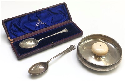 Lot 2158 - Two silver presentation spoons (one cased) and...