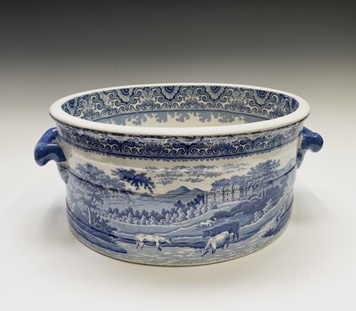 Lot 834 - A large pearlware footbath, stamped Heathcote...