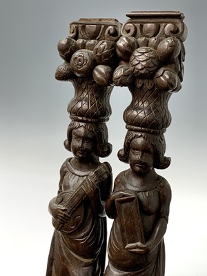 Lot 95 - A pair of oak caryatids, circa 1800, carved...