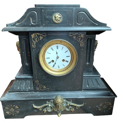 Lot 3045 - A large Victorian black slate and marble...