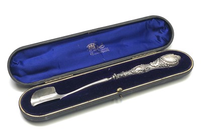 Lot 2181 - A late Victorian stilton scoop with nickel...