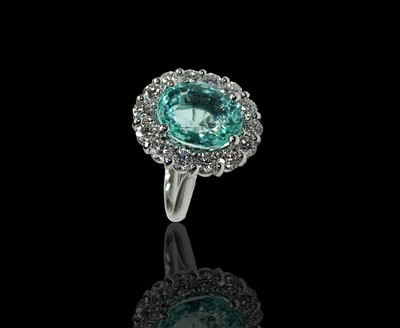 Lot 69 - An exceptional 6.45ct Paraiba Tourmaline ring...