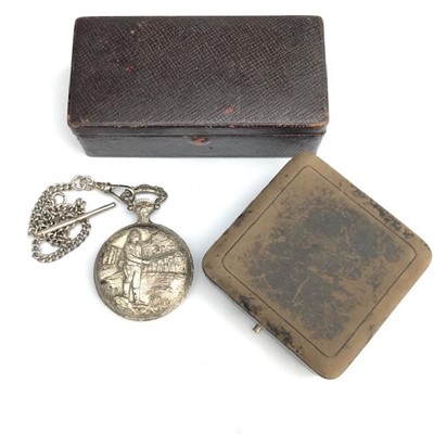 Lot 2695 - Two small leather covered boxes and a fishing...
