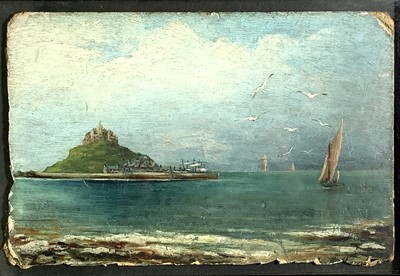 Lot 98 - St Michaels Mount Oil on board Indistinctly...
