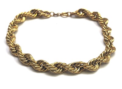 Lot 2588 - A 9ct gold rope twist bracelet, 10.8g.