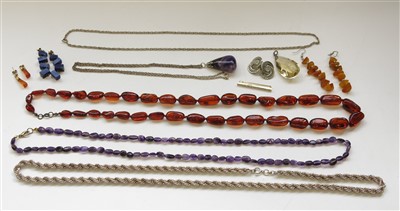 Lot 2589 - Silver and other jewellery including lapis...