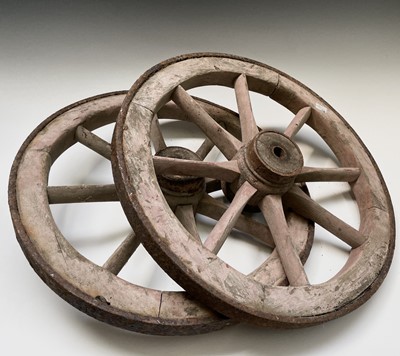 Lot 52 - A pair of iron clad small cart or barrow...