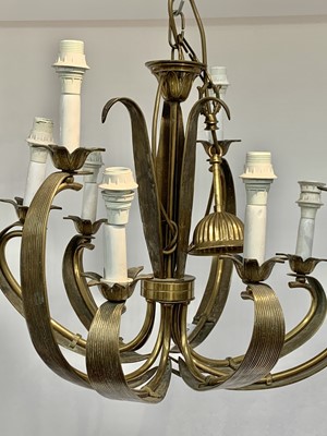 Lot 67 - An eight branch brass electrolier, late 20th...