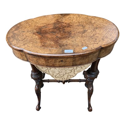 Lot 3422 - A Victorian burr walnut work table, height...