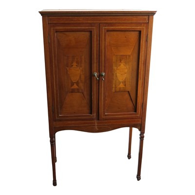 Lot 3423 - An Edwardian inlaid mahogany two door cupboard,...