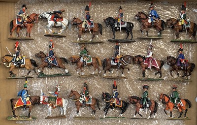 Lot 735 - Napoleonic Cavalry - A box containing 18 lead...