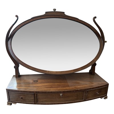Lot 3427 - A mahogany bow front dressing table mirror,...