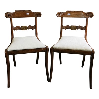 Lot 3311 - A pair of Regency rosewood dining chairs, with...