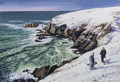 Lot 365 - Graham MUNT Dog Walking Through Snow on the...