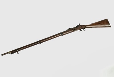 Lot 79 - A percussion three band breech loading musket,...