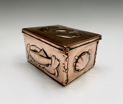 Lot 2 - A Newlyn copper small box and hinged cover,...
