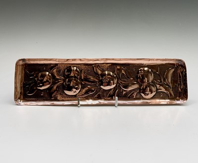 Lot 4 - A Newlyn copper rectangular pen tray, repousse...