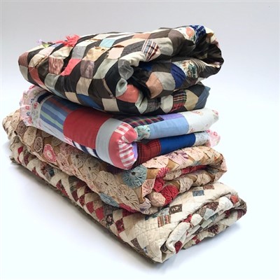 Lot 3229 - Four 20th century patchwork quilts/covers.