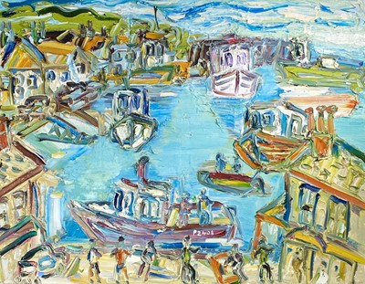 Lot 128 - Sean HAYDEN (1979) Newlyn Harbour Oil on...