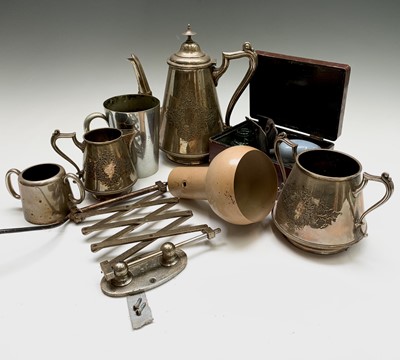 Lot 90 - An Aesthetic movement silver plated three...