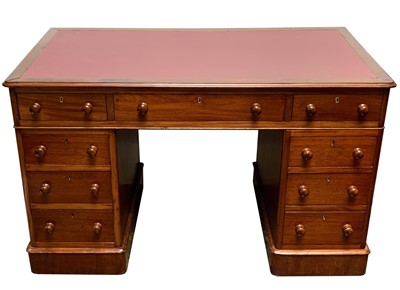 Lot 3137 - A Victorian mahogany pedestal desk, with an...