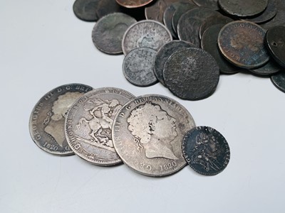 Lot 35 - Georgian Silver & Copper Coins - Lot comprises...
