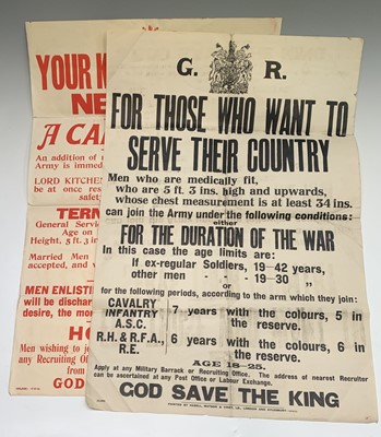 Lot 224 - A Pair of Original World War I Recruiting...