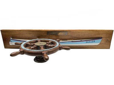 Lot 126 - A teak and brass small ship's wheel, with five...