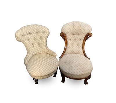Lot 3087 - A Victorian mahogany button back nursing chair...