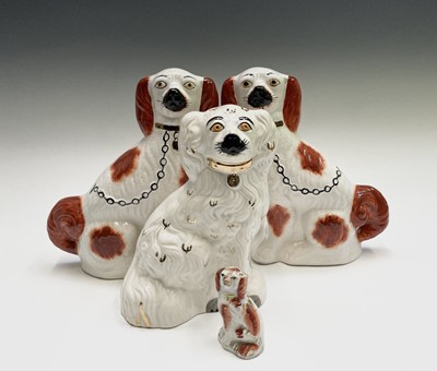Lot 870 - A miniature Victorian Staffordshire spaniel...