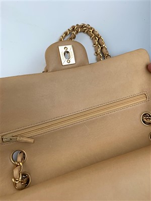 Lot 3201 - A Chanel tan lambskin leather quilted handbag,...