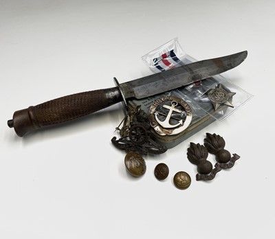Lot 273 - Military Badges, Buttons, Knife, etc....