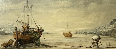 Lot 165 - Ben MAILE Boats at low tide Oil on canvas...
